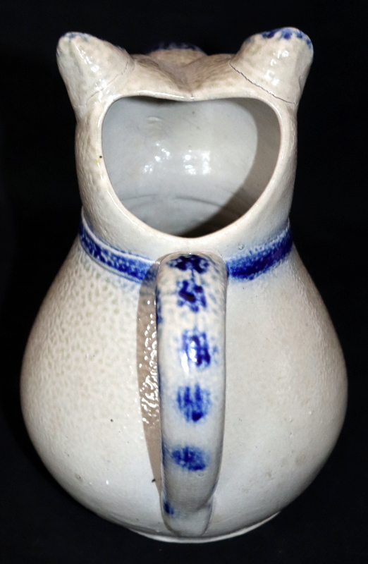 Antique Pottery Salt Glazed Jug In The Form Of A Pig, Blue - Image 3 of 3