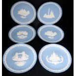 Collection Of Six Wedgewood Jasper Ware Christmas Plates, Years