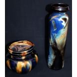 Two Pieces Of Studio Pottery, One Vase And One Lidded Pot