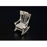 Miniature Silver Rocking Chair, Stamped 800 684 AR, 32mm x