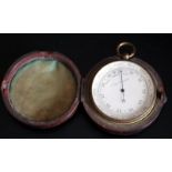 Victorian Pocket Barometer In Fitted Leather Silk Lined Case