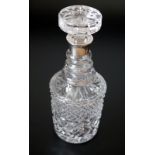 Large Silver Collared Cut Glass Decanter, Fully Hallmarked For London