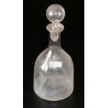 Victorian Mallet Shaped Blown Glass Decanter, Acid