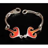 Italian Designer Style Silver Enameled Bracelet, Length 7.5 Inches, Weight 30 Grams