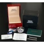 Seiko Kinetic Chronograph Wristwatch, Serial Number 9T82-0A10