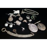 Mixed Lot To Include Lockets, Albert Chain, Bracelet, Pewter Cuff