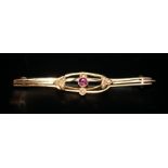 Edwardian 9ct Gold Seed Pearl And Amethyst Set Brooch,