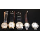 Collection Of Five Gents Wristwatches, To Include Services, Mudu, Timex + Two Trench Watches. A/F