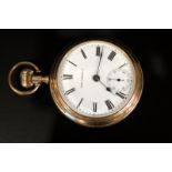 Pan America Open Faced Pocket Watch, White Enamelled Dial