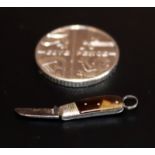 Unusual Miniature Cutlers Apprentices Pocket Knife, With Tortoise Shell Body, Steel Blade. Length 25