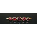 9ct Gold And Garnet Bar Brooch, 1.8 Inches In Length, 2.9 Grams