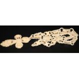 Victorian Ivory Fancy link Chain And Pendant Cross, Of