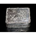 Late 19th Early 20thC Silver German Snuff Box, Embossed Hinged