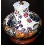 Moorcroft Table Lamp, Onion shaped form, with painted b