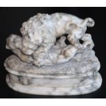Antique Variegated Grey Marble Sculpture, Depicting Wrestling L