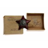 RARE BOXED SOVIET ORDER OF THE RED STAR Rare Soviet Order of the Red Star, a military decoration