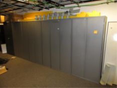 Supply Cabinets. Lot of (7) 2-Door Supply Cabinets, 36"w x 18"d x 77"h, empty. HIT# 2179755. Loc: