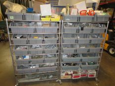 Parts Bins with Contents. Lot: (2) Parts bin shelves with contents to include: Contactors,