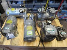 Vacuum Pumps. Lot: (5) Gast, (1) Thomas. Hit # 2203650. North Wall. Asset Located at 641 Industrial