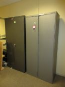 Supply Cabinets. Lot of (2) 2-Door Supply Cabinets, 36"w x 18"d x 77"h, empty. HIT# 2179753. Loc: