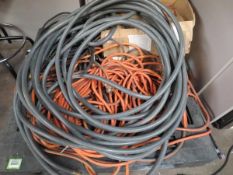 Contents of Skid, to include: Extension Cords, Box of Sorted Copper, Garden Hose. Hit # 2203633.