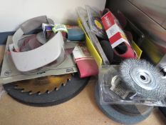 Sanding Discs & Grinder Wheels. Lot Assorted Grinding Wheels, Sanding Discs, Wire wheels, Saw