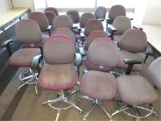 Swivel Chairs. Lot of (19) Upholstered Swivel Chairs, used, some have cracked handles. HIT#