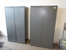 Supply Cabinets. Lot of (2) 2-Door Supply Cabinets, 36"w x 18"d x 64"h, empty. HIT# 2179754. Loc: