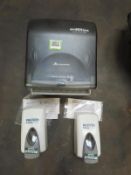 Automatic Paper Towel Dispenser and (2) Soap Dispensers. Hit # 2203731. Center Rack