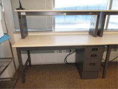 IAC Industries Workbench. Electronics Lab Workbench, includes 3 drawers & ac outlets, 30" x 72" x