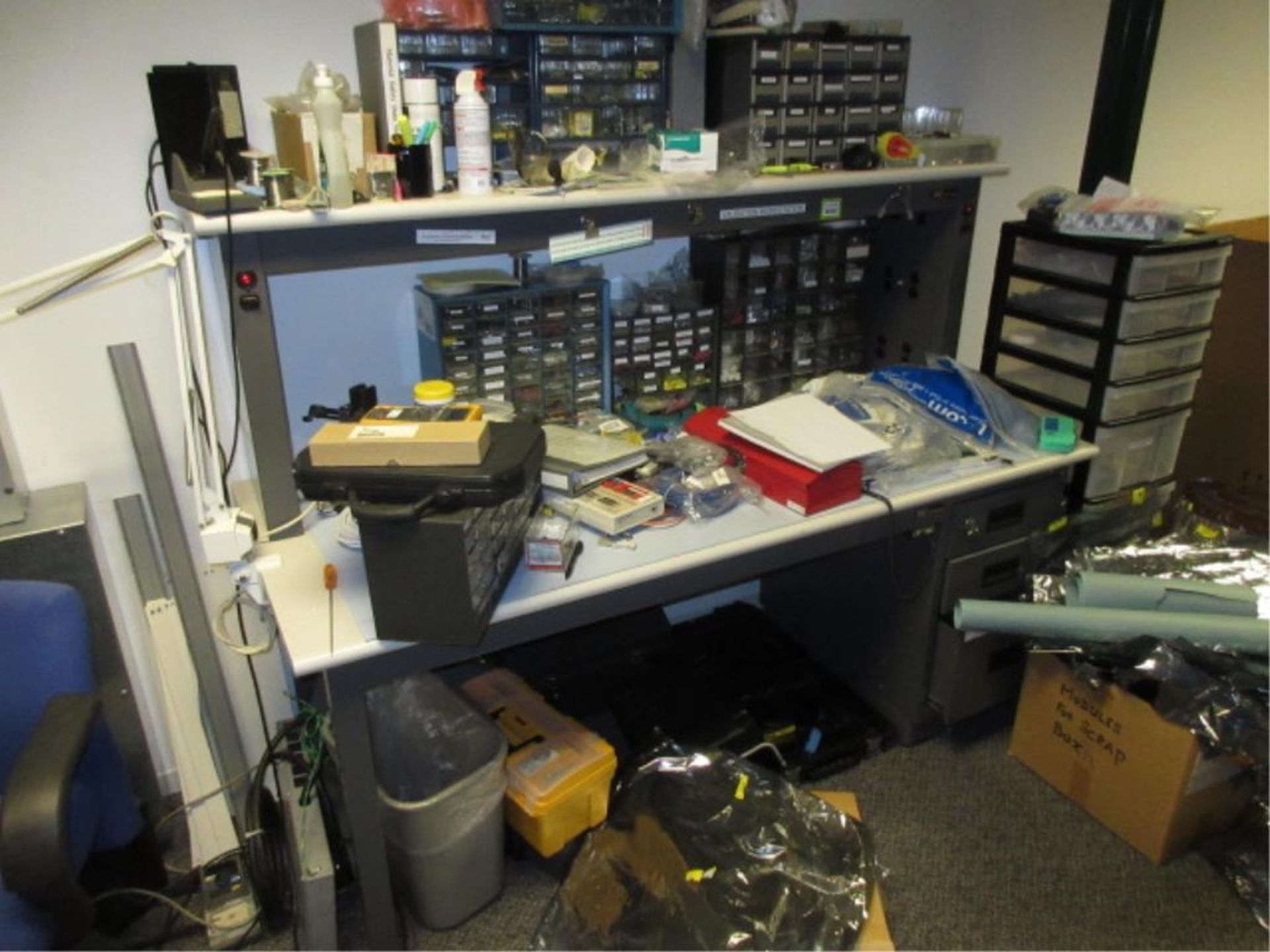 IAC Industries ESD Workbench. Electronics Lab Workbench, 72"w x 30"d x 55"h, with drawers & power