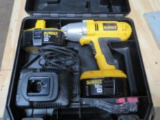 DeWalt DW059 18v Cordless 1/2" Impact Wrench with 2 Batteries, Charger & Case. Hit # 2203693.