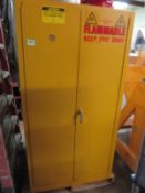Flammable Storage Cabinet, 34" x 34" x 65" with 2 oily waste cans on top. Contents not included.