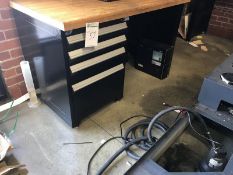 Rousseau 4-Drawer Cabinet/Wood Top Desk. 60" x 30" butcher block desk top, no contents. Main Bay.