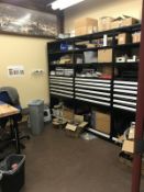 Contents of Electrical Supply Room. Contents of room to include: 72" x 30" butcher block desk with