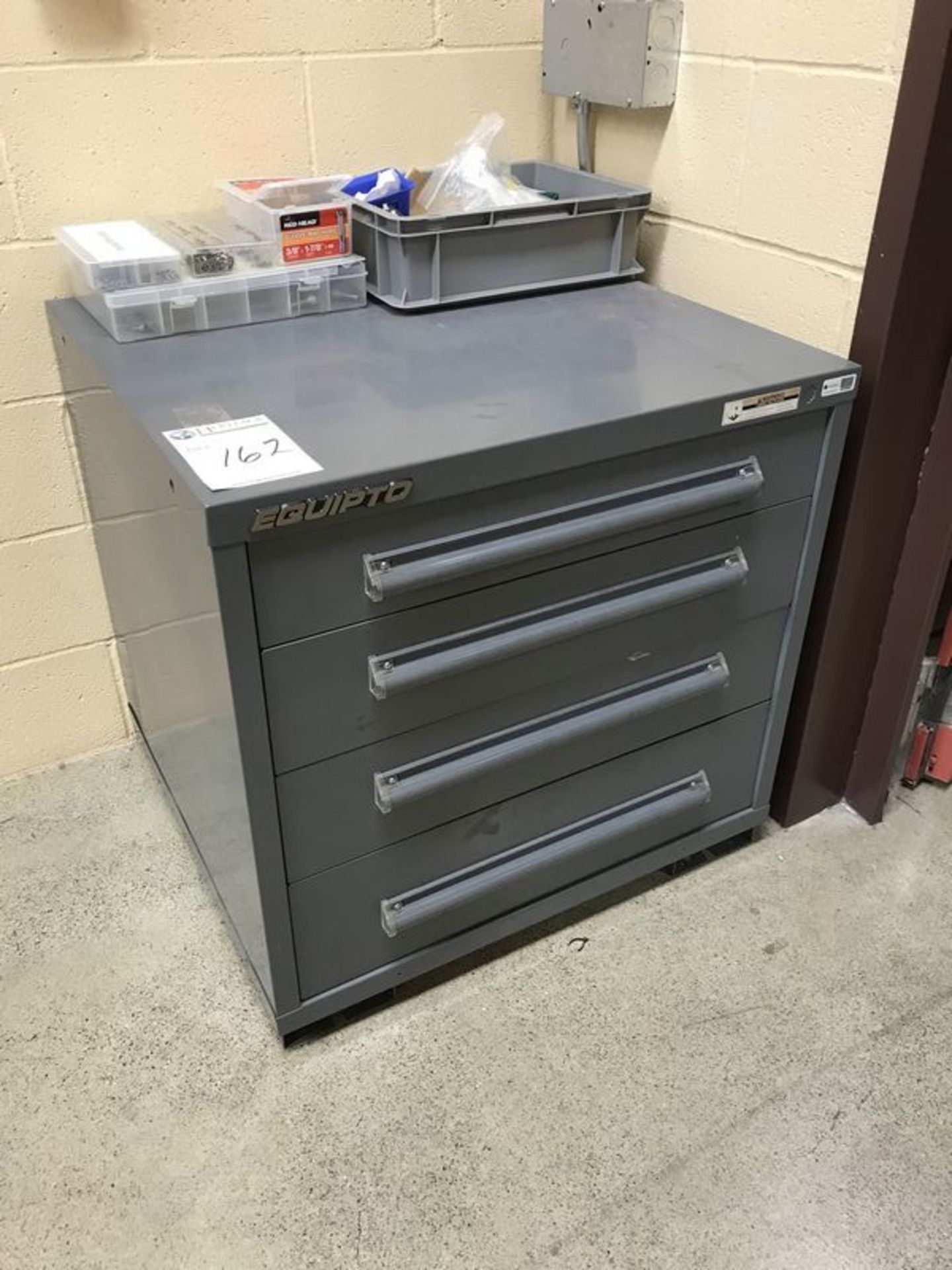 Equipto 4-Drawer Cabinet with contents, primarily nuts and bolts. Electrical Control Room. Asset