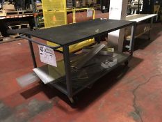 Durham Mfg. Rolling Table, 72" x 36" steel table on casters. Main Bay. Asset Located at 914 Heinz