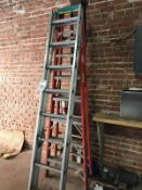 Lot of two (2) Ladders, one Werner 16' aluminum extension ladder and one Werner 6' fiberglass A-