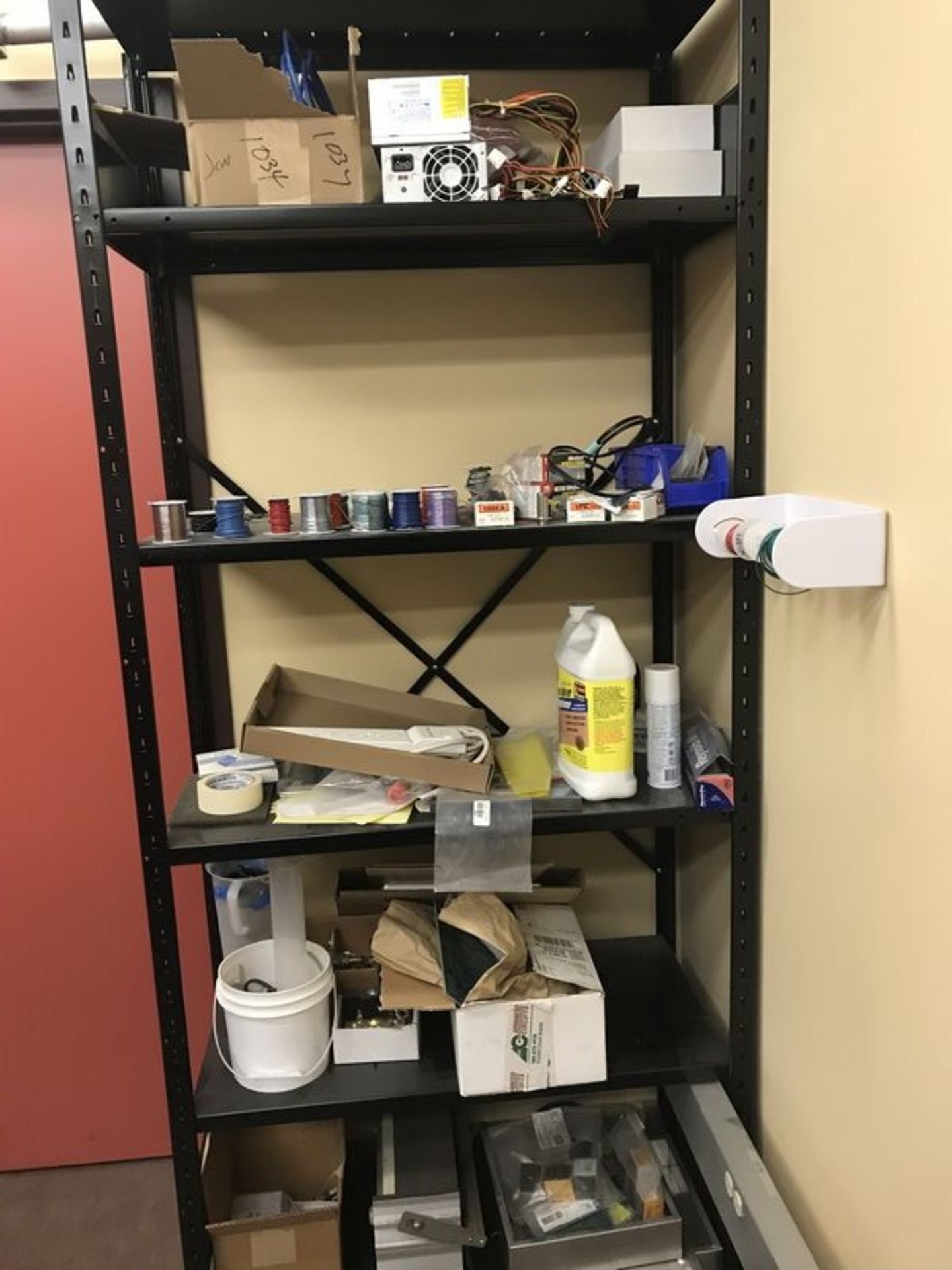 Contents of Electrical Supply Room. Contents of room to include: 72" x 30" butcher block desk with - Image 5 of 32