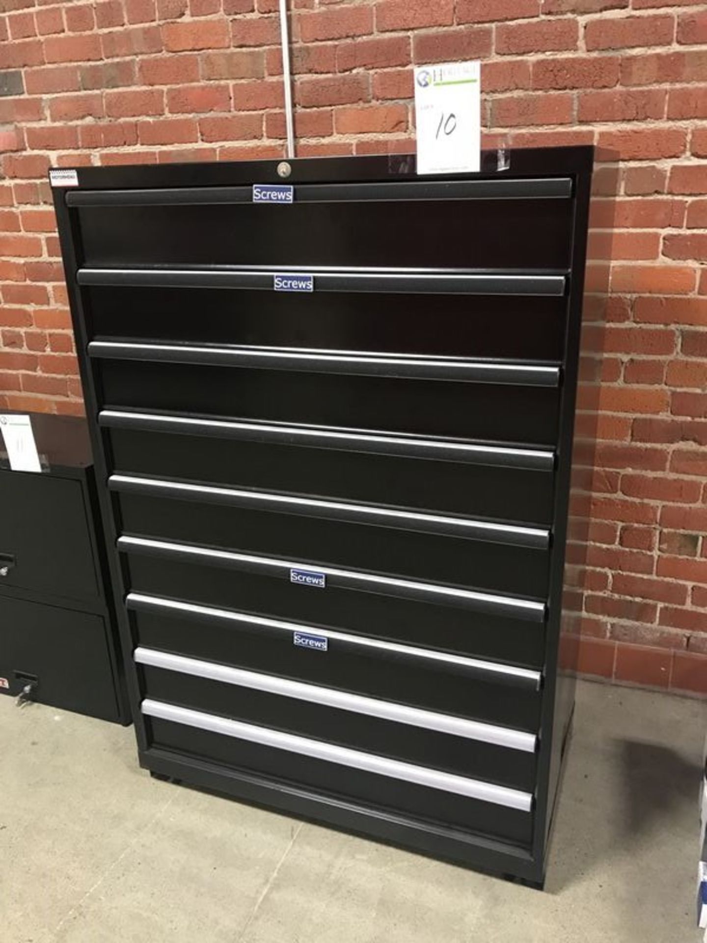 Motorhead Extraordinaire 9-Drawer Cabinet. 57"H x 22"D x 40"W, with contents, primarily screws. Main