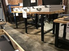 Wood Top Table, 96" x 30" butcher block top table. Warehouse. Asset Located at 914 Heinz Ave.,