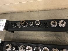 CAT 40 and CV 40 Taper Tool Holders. Rack of eight (8) assorted tool holders and tools. Main Bay.