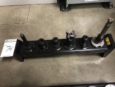 CAT 50 Taper Tool Holders. Rack of six (6) assorted tool holders and tools. Main Bay. Asset Located