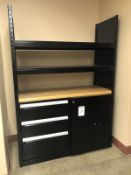 Rousseau 3-Drawer/2-Door Cabinet. with 60" x 24" butcher block top and shelving units, 88"H. Main