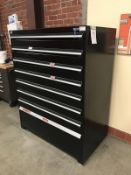 Rousseau 8-Drawer Cabinet. Modular Cabinet, 58"H x 27"D x 48"W, with contents, primarily prototype