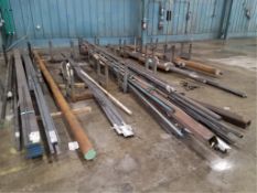 Steel Stock. Steel Stock, includes assorted flats & rounds. HIT# 2179890. Loc: warehouse. Asset