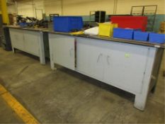 Shop Tables. Lot of (2) Heavy Duty Steel Top Shop Tables, contents not included. HIT# 2179041.