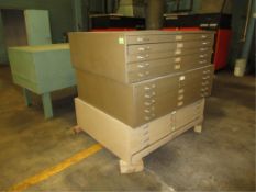 File Cabinets. Lot (4) Assorted Blueprint File Cabinets. HIT# 2179909. Loc: warehouse. Asset Located