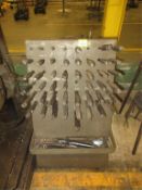 Drill Press Tooling. Lot Assorted Drill Press Tooling, includes taper shank drills, clamps, vise,