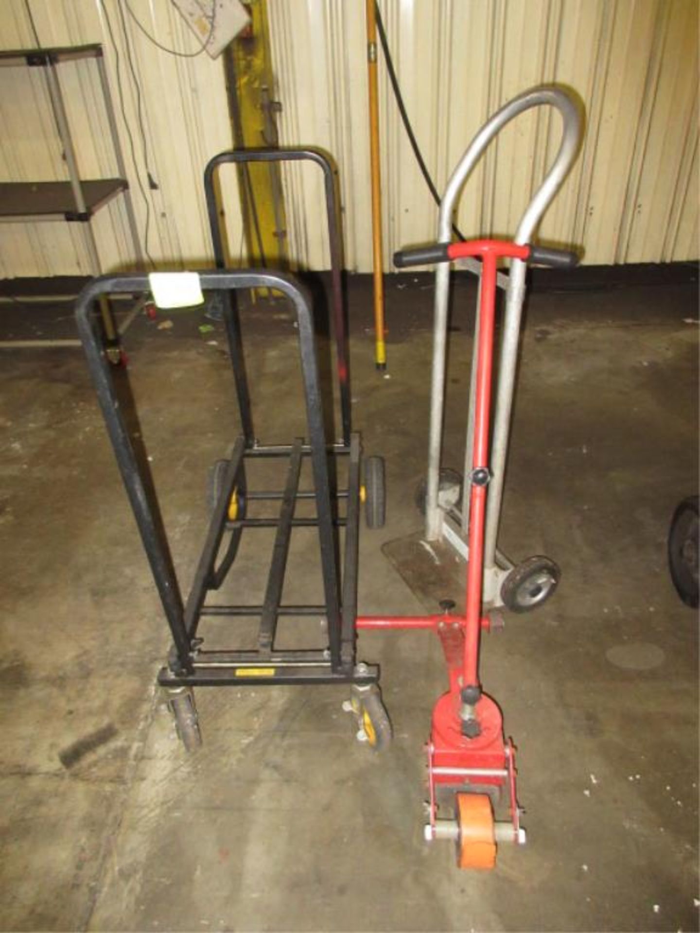 Shop Equipment. Lot (3pcs) Shop Equipment, includes: (1) aluminum 2-wheel hand truck, (1) multi-cart